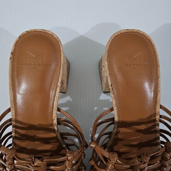 NEW Marc Fisher LTD Colica Sandal Womens 8.5 Brown Cork Knotted Block Heel - Picture 7 of 12